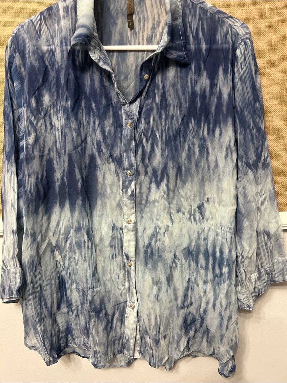 XCVI Blue Tie-Dye Button Down Shirt